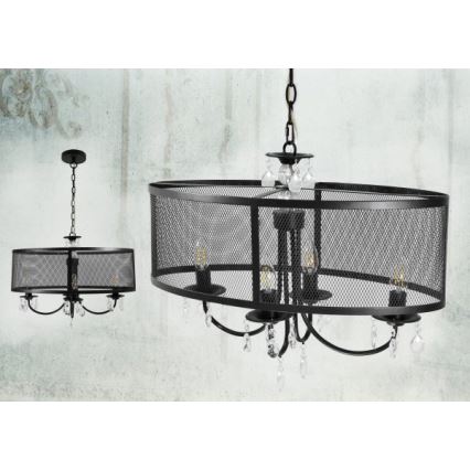 Kronleuchter an Kette BRESSO 4xE14/12W/230V schwarz