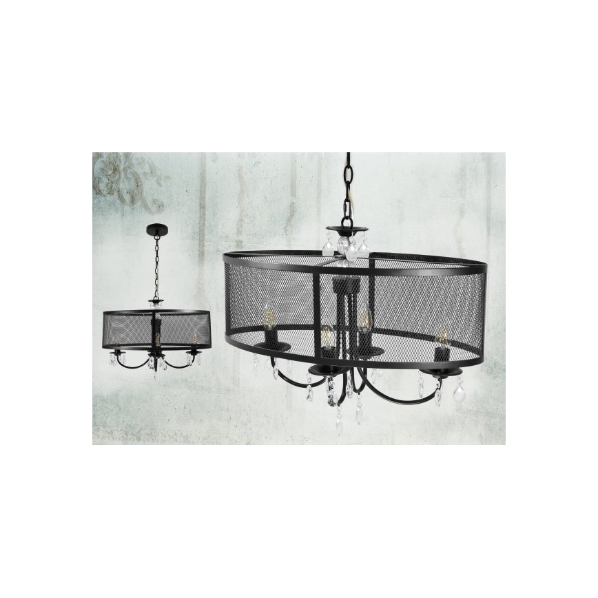 Kronleuchter an Kette BRESSO 4xE14/12W/230V schwarz