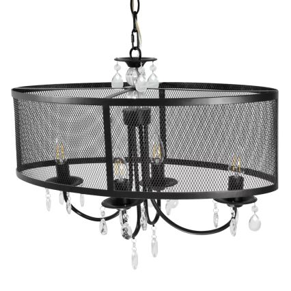 Kronleuchter an Kette BRESSO 4xE14/12W/230V schwarz