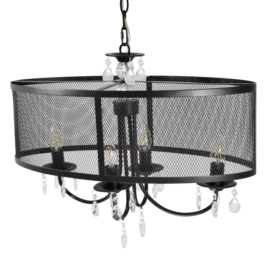 Kronleuchter an Kette BRESSO 4xE14/12W/230V schwarz