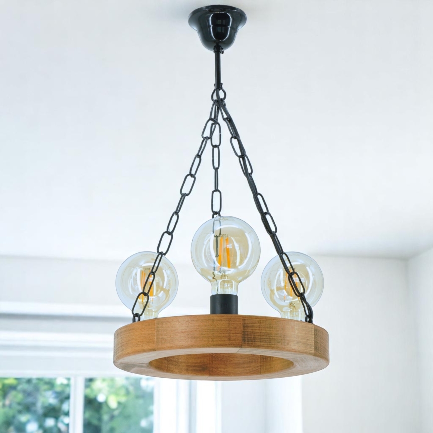 Kronleuchter an Kette IOS 3xE27/60W/230V d 30 cm Buche