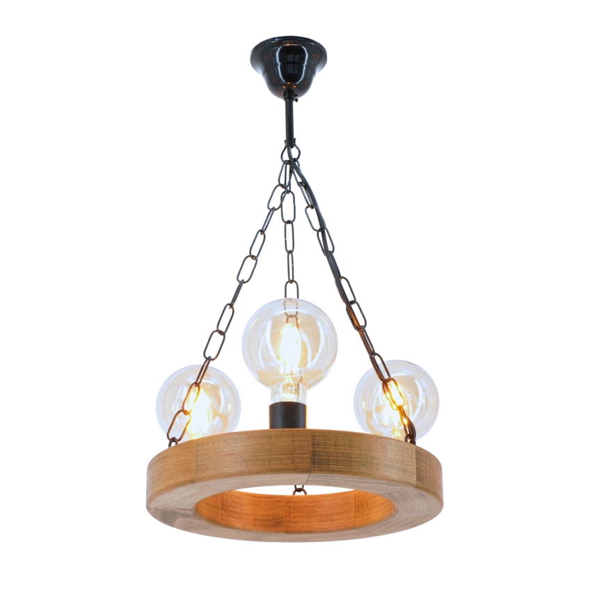 Kronleuchter an Kette IOS 3xE27/60W/230V d 30 cm Buche