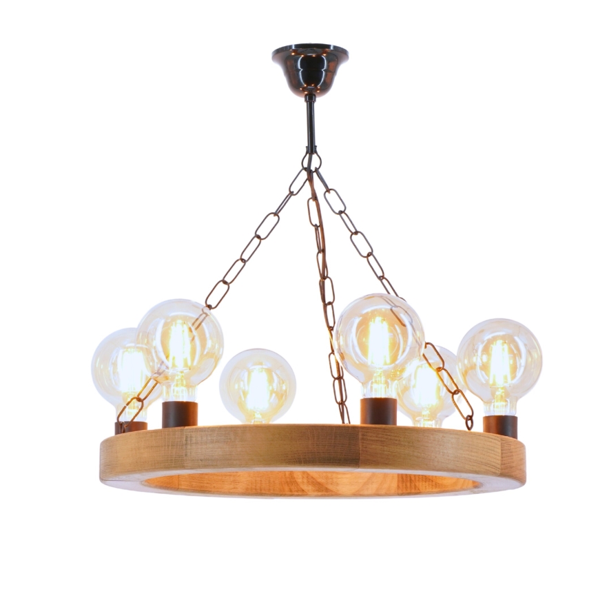 Kronleuchter an Kette IOS 6xE27/60W/230V d 50 cm Buche