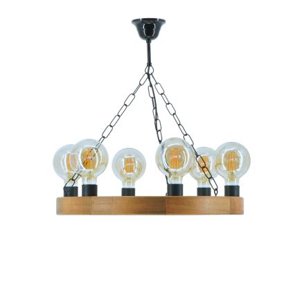 Kronleuchter an Kette IOS 6xE27/60W/230V d 50 cm Buche