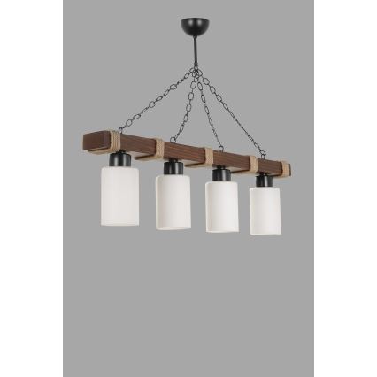 Kronleuchter an Kette JASMIN 4xE27/40W/230V braun/weiß