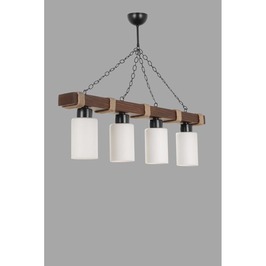 Kronleuchter an Kette JASMIN 4xE27/40W/230V braun/weiß