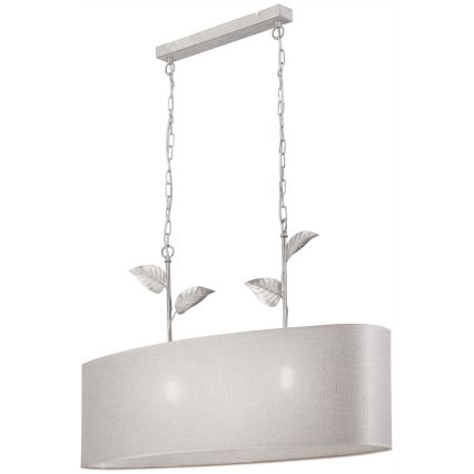 Kronleuchter an Kette NOEMI 2xE27/60W/230V, silber/weiß mit Patina