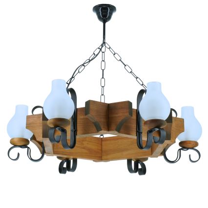 Kronleuchter an Kette QUEEN 6xE14/40W/230V Buche