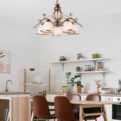 Kronleuchter an Kette RETRO II 5xE27/60W/230V Bronzepatina