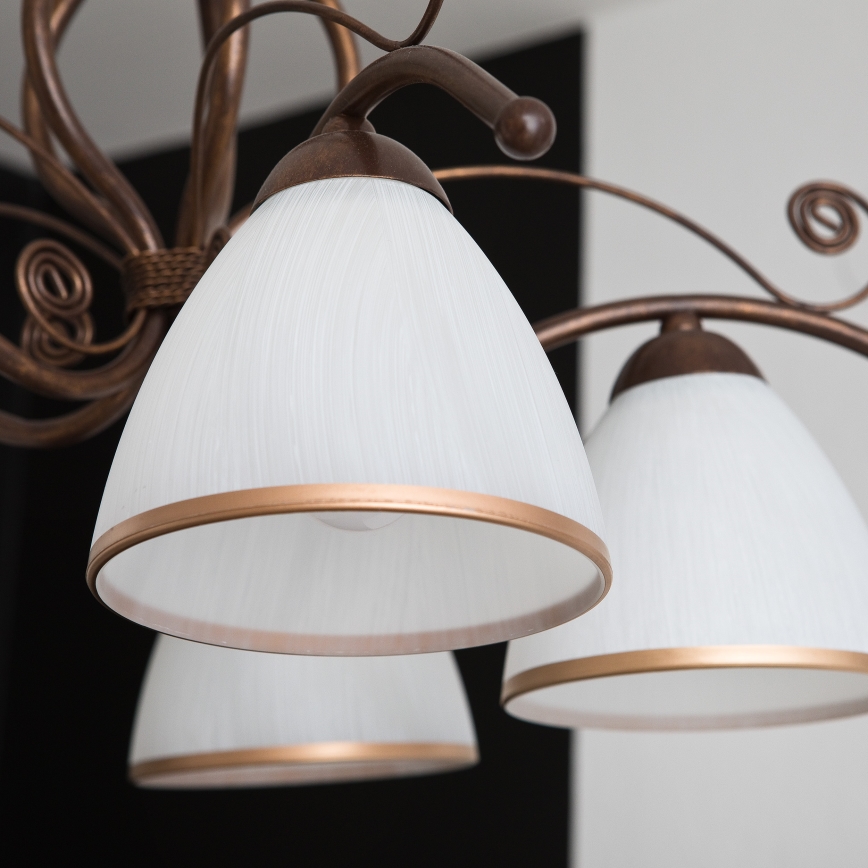 Kronleuchter an Kette RETRO II 5xE27/60W/230V Bronzepatina