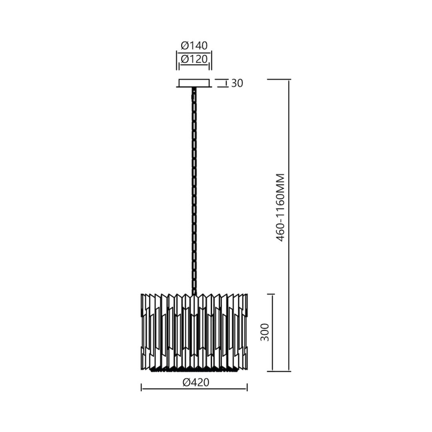 Kronleuchter an Kette RITZ 7xE14/40W/230V d 42 cm golden