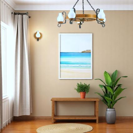 Kronleuchter an Kette ROATA 5xE14/40W/230V d 70 cm Buche