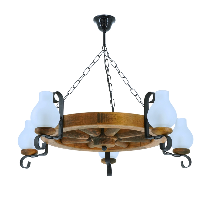 Kronleuchter an Kette ROATA 5xE14/40W/230V d 70 cm Buche