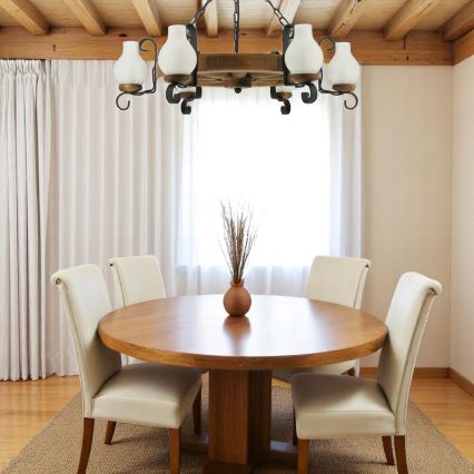 Kronleuchter an Kette ROATA 6xE14/40W/230V d 70 cm Buche