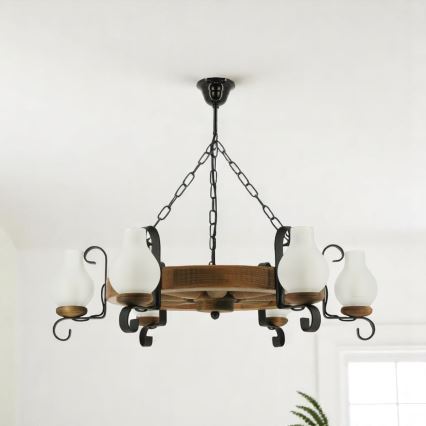 Kronleuchter an Kette ROATA 6xE14/40W/230V d 70 cm Buche