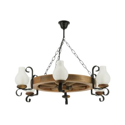 Kronleuchter an Kette ROATA 6xE14/40W/230V d 70 cm Buche