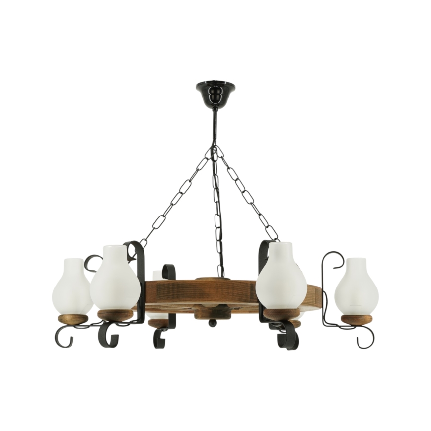Kronleuchter an Kette ROATA 6xE14/40W/230V d 70 cm Buche
