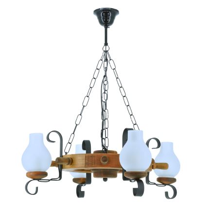 Kronleuchter an Kette TIMONA 4xE14/40W/230V Buche