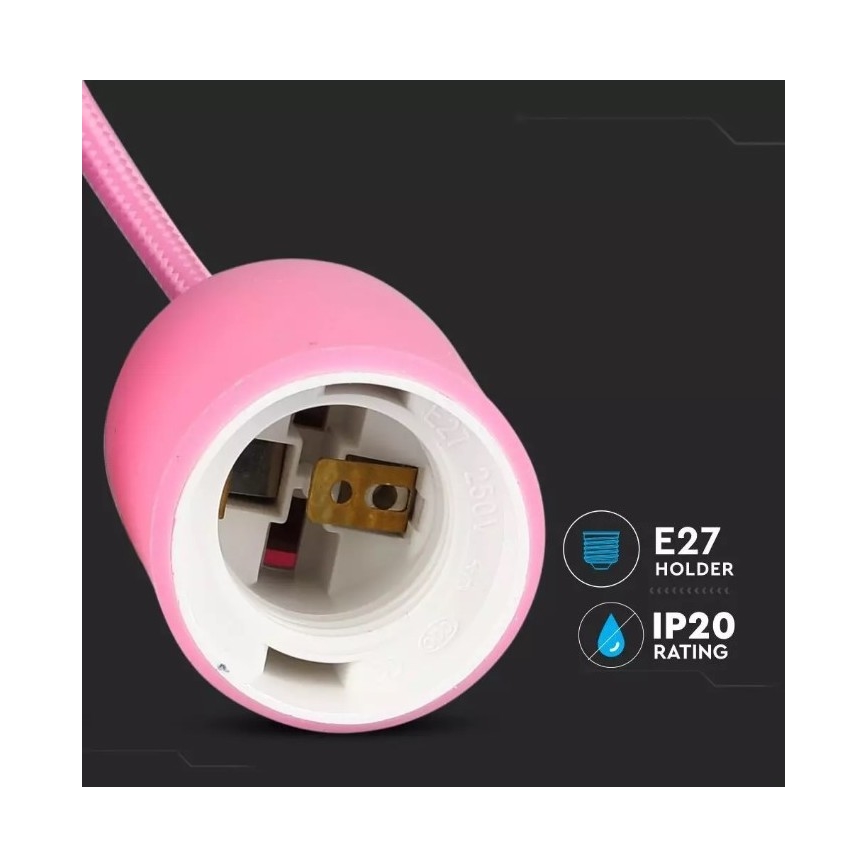 Kronleuchter an Schnur 1xE27/60W/230V rosa