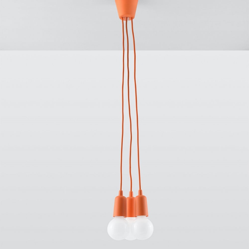 Kronleuchter an Schnur DIEGO 3xE27/60W/230V orange