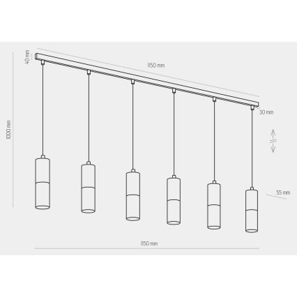 Kronleuchter an Schnur ELIT 6xGU10/10W/230V schwarz