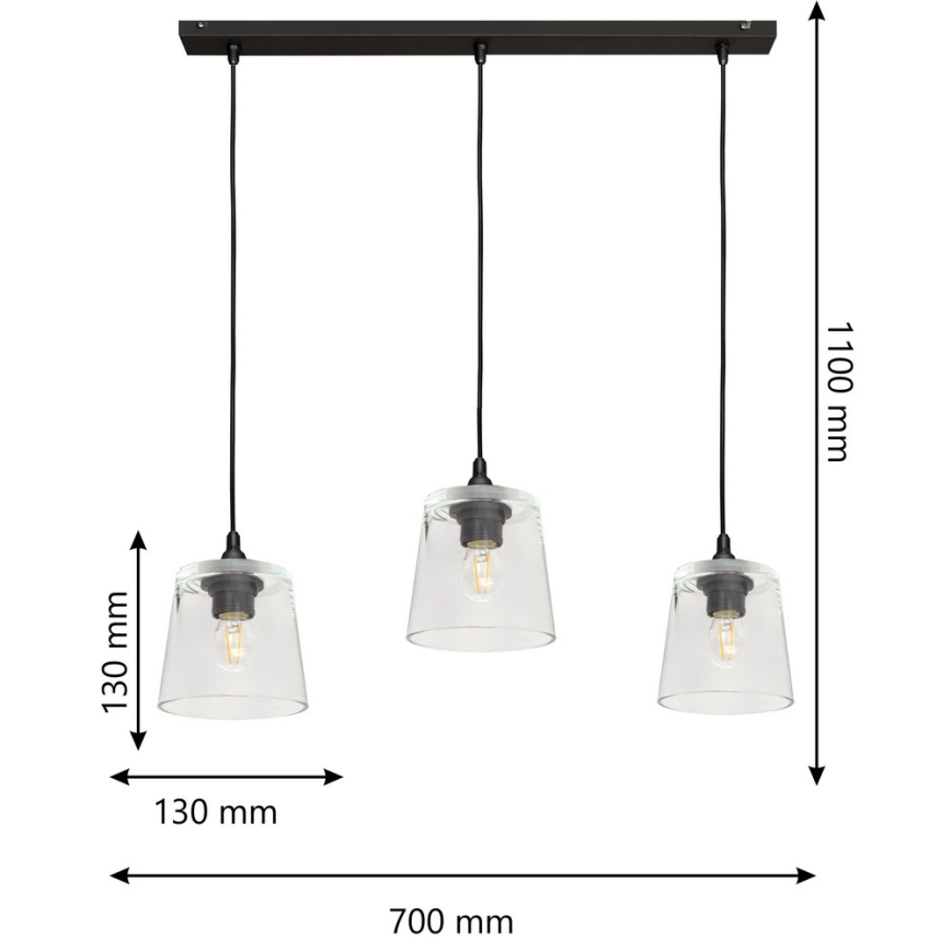 Kronleuchter an Schnur LUCEA 3xE27/15W/230V