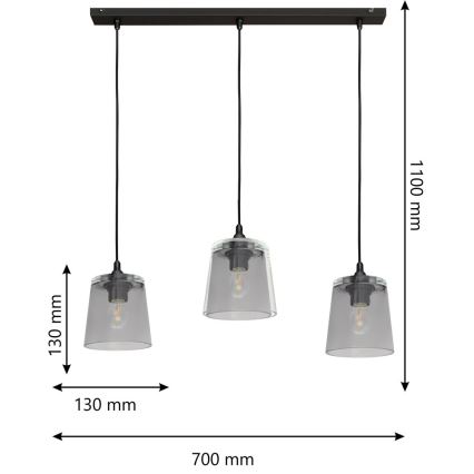 Kronleuchter an Schnur LUCEA 3xE27/15W/230V