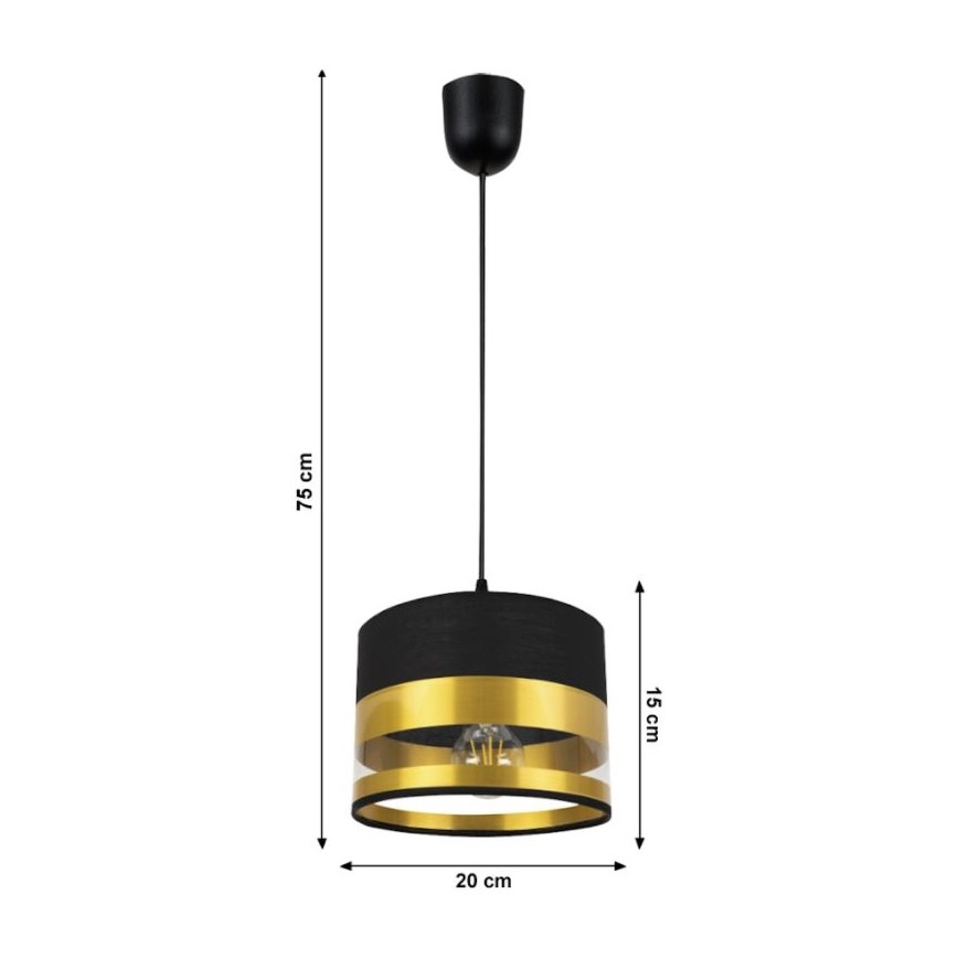Kronleuchter an Schnur MILO 1xE27/60W/230V gold/schwarz