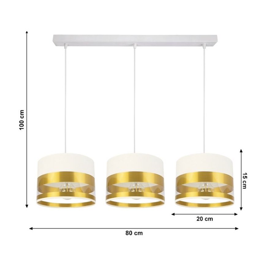 Kronleuchter an Schnur MILO 3xE27/60W/230V golden