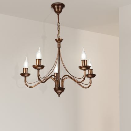 Kronleuchter ANTON mit Kettenaufhängung 5xE14/15W/230V bronzefarben
