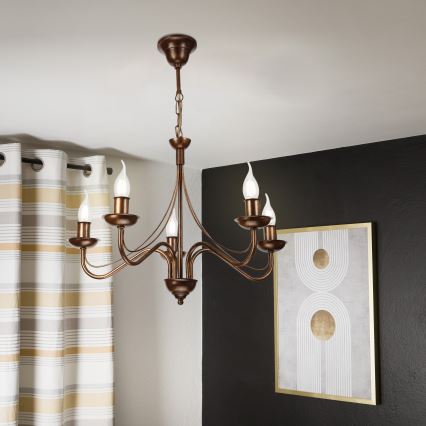 Kronleuchter ANTON mit Kettenaufhängung 5xE14/15W/230V bronzefarben