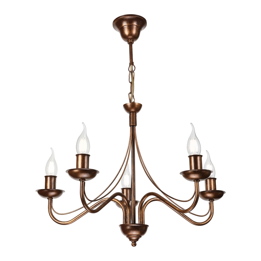 Kronleuchter ANTON mit Kettenaufhängung 5xE14/15W/230V bronzefarben