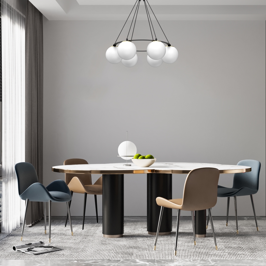 Kronleuchter BALLO 6xE27/15W/230V schwarz/weiß