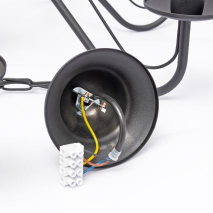 Kronleuchter MALBO an Kette 8xE14/10W/230V schwarz