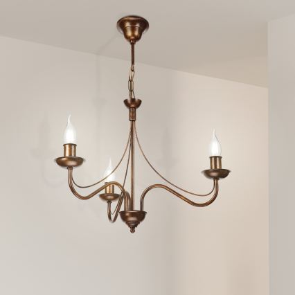 Kronleuchter mit Kette ANTON 3xE14/15W/230V Bronze