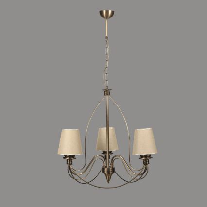Kronleuchter mit Kette CLASSIC 3xE14/40W/230V bronzefarben/beige