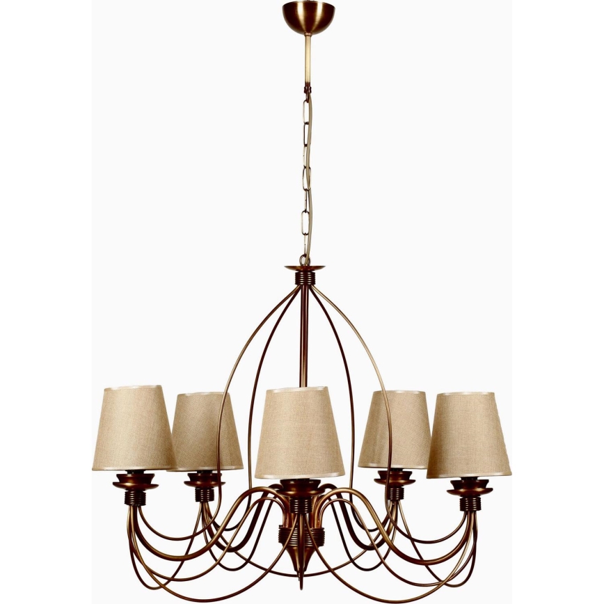 Kronleuchter mit Kette CLASSIC 5xE14/40W/230V bronze/beige