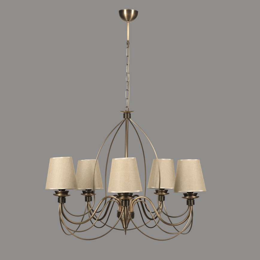 Kronleuchter mit Kette CLASSIC 5xE14/40W/230V bronze/beige