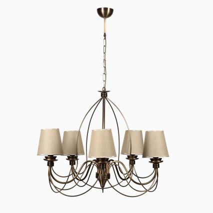 Kronleuchter mit Kette CLASSIC 5xE14/40W/230V bronze/beige