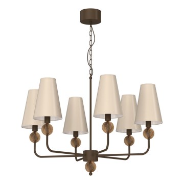 Kronleuchter mit Kette GRENADA 6xE14/15W/230V beige