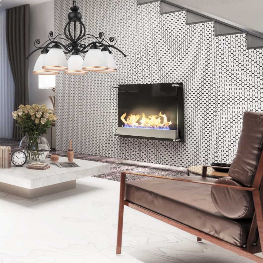 Kronleuchter mit Kette RETRO II 5xE27/60W/230V matt schwarz