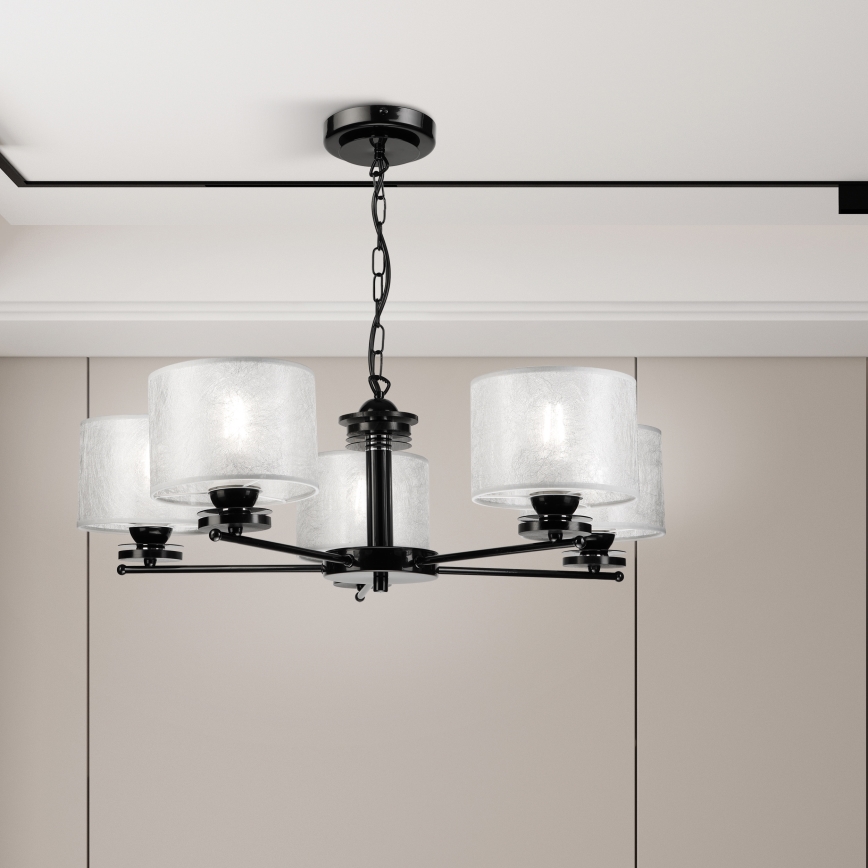 Kronleuchter mit Kette ROSA 5xE27/60W/230V schwarz/grau