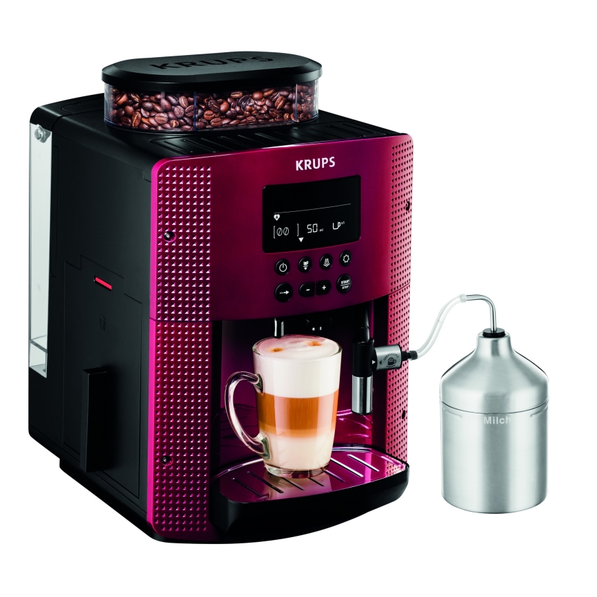Krups - Automatische Kaffeemaschine mit Milchbehälter ESSENTIAL 1450W/230V rot