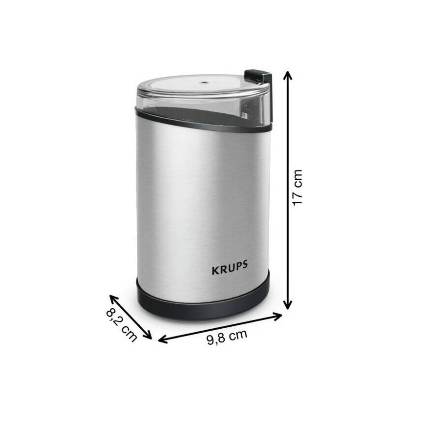 Krups - Elektrische Kaffeebohnenmühle 85g FAST-TOUCH 200W/230V matt Chrom