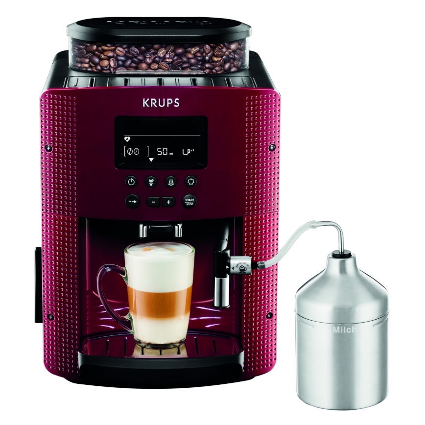 Krups - Machine à café automatique avec récipient à lait ESSENTIAL 1450W/230V rouge