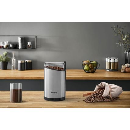 Krups - Macinacaffè elettrico in grani 85g FAST-TOUCH 200W/230V cromo opaco