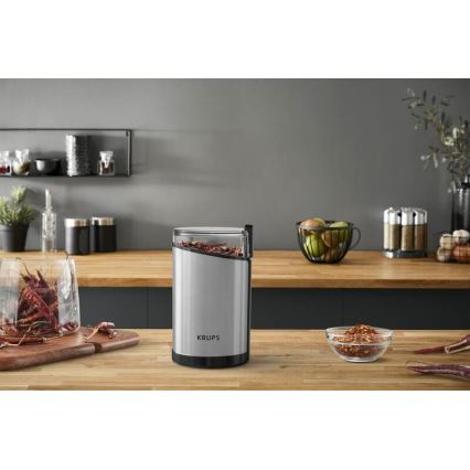 Krups - Macinacaffè elettrico in grani 85g FAST-TOUCH 200W/230V cromo opaco