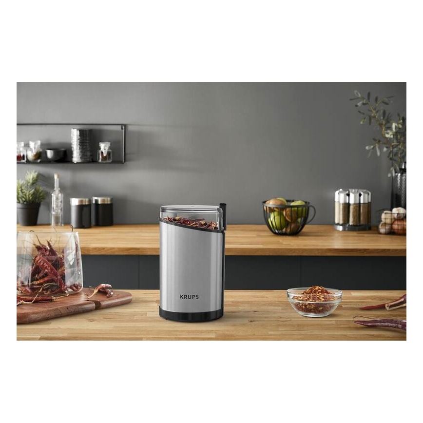 Krups - Macinacaffè elettrico in grani 85g FAST-TOUCH 200W/230V cromo opaco