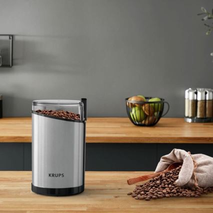 Krups - Macinacaffè elettrico in grani 85g FAST-TOUCH 200W/230V cromo opaco