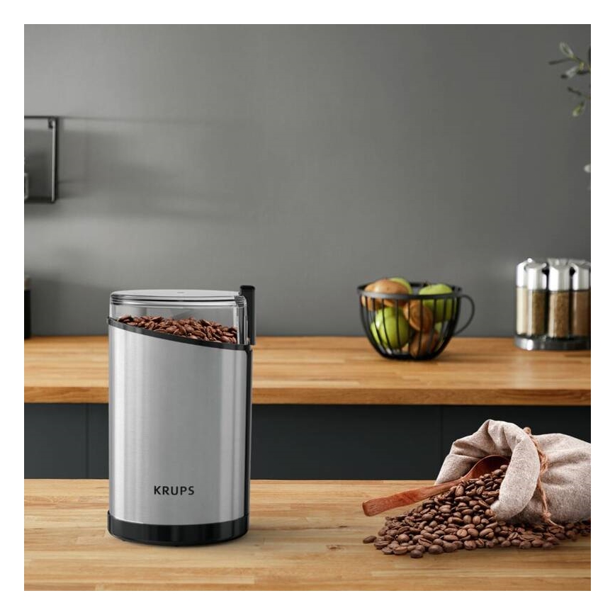Krups - Macinacaffè elettrico in grani 85g FAST-TOUCH 200W/230V cromo opaco